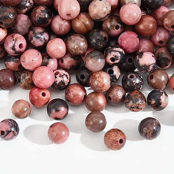 2 Strands Natural Rhodonite Beads Strands, Round, 4mm, Hole: 0.8mm, about 96pcs/strand, 14.9 inch~15.1 inch