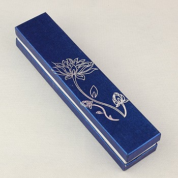 Rectangle Cardboard Jewelry Bracelet Boxes, with Sponge, Velours inside, Blue, 225x48x38mm