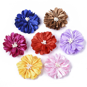 Non-Woven Fabric Flowers, Wedding Ornament Appliques, for DIY Headbands Flower Accessories, Mixed Color, bottom: 20mm, 50x20mm