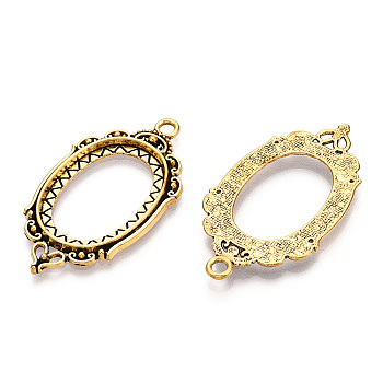 Zinc Alloy Link Cabochon Settings, Bezel Open Back Settings, Cadmium Free & Lead Free, Oval, Antique Golden, 42.5x23.5x2mm, Hole: 2mm, Tray: 24.5x18.5mm.