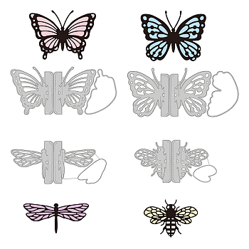 GLOBLELAND 4Pcs Carbon Steel Cutting Dies Stencils, for DIY Scrapbooking/Photo Album, Decorative Embossing DIY Paper Card, Insect Pattern, 7.8x16.3x0.08cm, 1pc/style