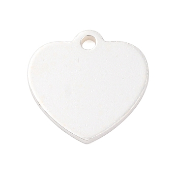 925 Sterling Silver Blank Heart Charms, Silver, 12x12x1mm, Hole: 1.4mm