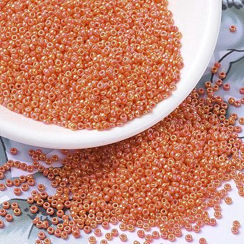 MIYUKI Round Rocailles Beads, Japanese Seed Beads, 11/0, (RR474) Opaque Mandarin AB, 11/0, 2x1.3mm, Hole: 0.8mm, about 5500pcs/50g