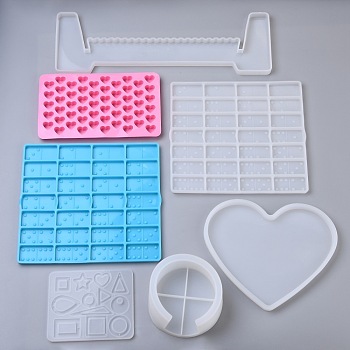 Silicone Molds, Resin Casting Molds, For UV Resin, Epoxy Resin Jewelry Making, Mixed Shape, Mixed Color, 105~340x100~205x5~41mm