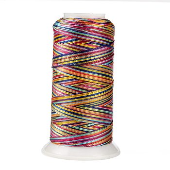 Segment Dyed Round Polyester Sewing Thread, for Hand & Machine Sewing, Tassel Embroidery, Colorful, 3-Ply 0.2mm, about 1000m/roll