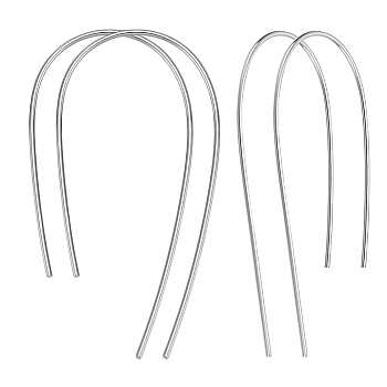 2 Pairs Sterling Silver Ear Wire, Platinum, 39x21x0.9mm