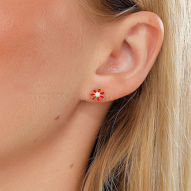 Boucles d'oreilles à tige en acier inoxydable plaqué or véritable 18k pour femmes(TL9676-4)-2