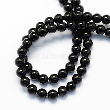 Round Natural Black Onyx Stone Beads Strands(X-G-S119-8mm)-2