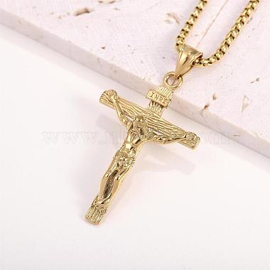 Cross Pendant Necklace with Jesus Crucifix Religious Necklace Sacrosanct Charm Neck Chain Jewelry Gift for Birthday Easter Thanksgiving Day(JN1109B)-7