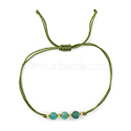 Beach Natural Green Onyx Agate(Dyed & Heateed) Round Braided Bead Bracelets for Women, Golden, 11.02 inch(28cm)(RE5461-3)