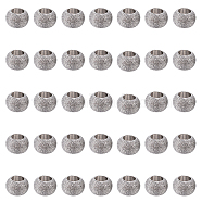 304 Stainless Steel Textured Spacer Beads, Round, Stainless Steel Color, 50pcs/box(STAS-UN0005-54)