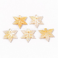 Natural Yellow Shell Charms, Maple Leaf, 14x15.5x2mm, Hole: 1.2mm(SSHEL-R144-34)