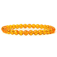 Synthetic Amber Round Beaded Stretch Bracelet, show in picture3(SF8562-17-1)