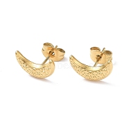 Ion Plating(IP) 304 Stainless Steel Stud Earring for Women, Moon, Real 18K Gold Plated, 12.8x8mm, Pin: 0.8mm(EJEW-I285-17G)