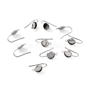 304 Stainless Steel Earring Hooks, with Vertical Loop, Flat Round, Stainless Steel Color, 20x10x1.5mm, Hole: 1.8mm, Tray: 8mm, 20 Gauge, Pin: 0.8mm(STAS-F271-01A-P)