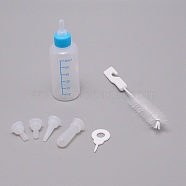 Plastic & Rubber Feeding Pet Supplies Kits, with Feeder, Feeding Bottle Valves and Washing Tools, Cyan, 140x37mm(AJEW-WH0251-36B)