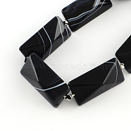 Rectangle Natural Black Agate Beads Strands, Dyed, 40x20~21x20mm, Hole: 3mm, about 9pcs/strand, 15.5 inch(G-Q941-065)