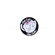 Cat Enamel Pin, Electrophoresis Black Alloy Word Fat Cat Fan Club Brooch for Backpack Clothes, Pink, 30mm(ANIM-PW0002-01B)