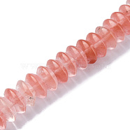 Cherry Quartz Glass Beads Strands, Saucer Beads, Rondelle, 12x5.5~6.5mm, Hole: 1.2mm, about 33pcs/strand, 7.80~8.82 inch(19.8~22.4cm)(G-F743-05A)