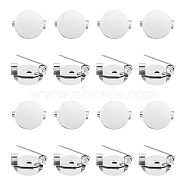 40Pcs 316 Surgical Stainless Steel Brooch Base Settings, Brooch Making Supplies, Flat Round, Stainless Steel Color, 12x14x5mm(STAS-UN0053-56)