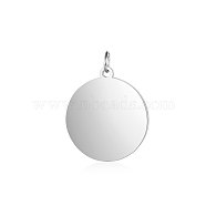 201 Stainless Steel Pendants, Flat Round, Stamping Blank Tag, Stainless Steel Color, 16.5x14x1mm, Hole: 3.5mm(STAS-S105-T638-1-14)