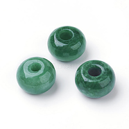 Natural Myanmar Jade/Burmese Jade European Beads, Large Hole Beads, Dyed, Rondelle, 15~16x10~11mm, Hole: 4~5mm(G-E418-21)