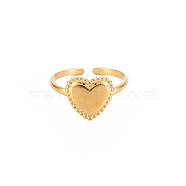 Ion Plating(IP) 304 Stainless Steel Heart Open Cuff Ring for Women, Nickel Free, Real 18K Gold Plated, US Size 9 1/4(19.1mm)(RJEW-S405-219G)
