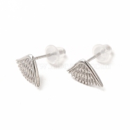 Brass Asymmetrical Earrings for Women, Angels Wing Shape Stud Earrings, Platinum, 10x6mm, Pin: 0.7mm(EJEW-L262-01P)