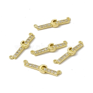 Rack Plating Brass Micro Pave Clear Cubic Zirconia Connector Charms, Real 18K Gold Plated, Long-Lasting Plated, Cadmium Free & Nickel Free & Lead Free, Letter Links, Letter.C, 6x25.5x2.5mm, Hole: 1.2mm(KK-C007-37G-C)