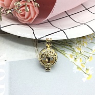 Brass Bead Cage Pendants, with Clear Cubic Zirconia, Tree of Life Charm, for Chime Ball Pendant Necklaces Making, Golden, 25x15mm(PW-WG62928-02)