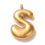 Ion Plating(IP) 304 Stainless Steel Pendants, Letter Charm, Golden, Letter S, 25.5x16.5x6mm, Hole: 2mm(STAS-M017-08G-20)