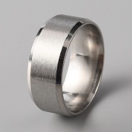 201 Stainless Steel Plain Band Ring for Women, Matte Stainless Steel Color, US Size 7(17.3mm)(RJEW-WH0010-06C-MP)
