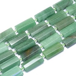 Natural Green Aventurine Beads Strands, Rectangle, Faceted, 27~29x13~14x6~7mm, Hole: 1.5mm, about 12pcs/Strand, 14.96 inch(38cm)(G-E530-16H)