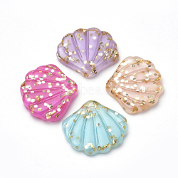 Resin Paillette Pendants, Shell, Mixed Color, 20x22x3mm, Hole: 1.6mm(CRES-S303-50)