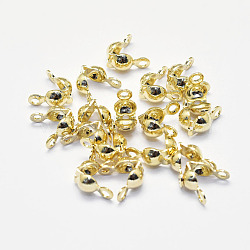 Long-Lasting Plated Brass Bead Tips, Calotte Ends, Clamshell Knot Cover, Real 18K Gold Plated, Nickel Free, 8x4x4mm, Hole: 1mm, Inner Diameter: 3mm(KK-K193-118G-NF)