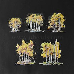 PET Tree Self Adhesive Decorative Stickers, Waterproof Glitter Decals for DIY Scrapbooking, Card Making, Yellow, 59~99x51~86x0.2mm(DIY-K069-01D)