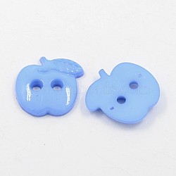 Acrylic Sewing Buttons for Costume Design, Plastic Buttons, 2-Hole, Dyed, Apple, CornflowerBlue, 12x12x2mm, Hole: 1mm(BUTT-E082-D-07)