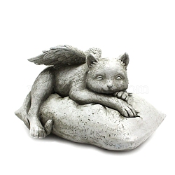 Resin Angel Cat Figurines Ornaments, Garden Outdoor Decoration, Cat Shape, 200x140x130mm(PW-WG35298-01)