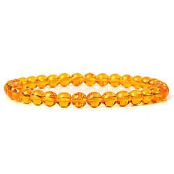 Synthetic Amber Round Beaded Stretch Bracelet, show in picture3(SF8562-17-1)