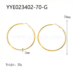 Stylish Stainless Steel Big Hoop Earrings, Real 18K Gold Plated, 70x3mm(NA7733-5)