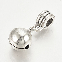 Alloy European Dangle Charms, Large Hole Pendants, Bell, Antique Silver, 30mm, Hole: 4.5mm, Bell: 15x11.5mm(X-MPDL-Q208-086)