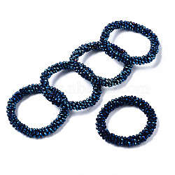 Faceted Electroplate Glass Beads Stretch Bracelets, Torsade Bracelets, Rondelle, Marine Blue, Inner Diameter: 2 inch(5cm)(BJEW-S144-002G-04)