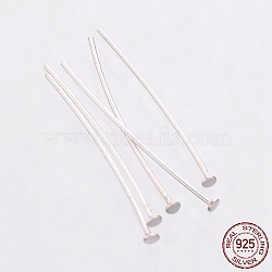 925 Sterling Silver Flat Head Pins, Silver, 24~25x0.5mm, Head: 2mm, about 344pcs/20g.(STER-K017-25mm-S-01)