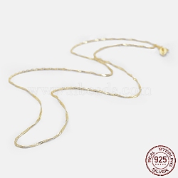 925 Sterling Silver Singapore Chain Necklaces, Water Wave Chain Necklaces, with Spring Ring Clasps, with 925 Stamp, Real 18K Gold Plated, 16 inch(40cm)(STER-F039-40cm-06G)