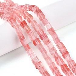 Cherry Quartz Glass Beads Strands, Cube, 6~7x6~6.5x6~6.5mm, Hole: 1mm, about 60~61pcs/strand, 15~15.366''(38.1~39cm)(G-T139-6x6-09A)