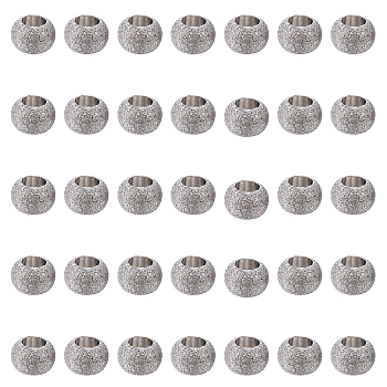 304 Stainless Steel Textured Spacer Beads, Round, Stainless Steel Color, 50pcs/box