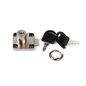 Zinc Alloy Cabinet Lock, with Two Keys, Platinum, 48x45x32mm