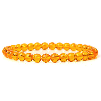 Synthetic Amber Round Beaded Stretch Bracelet, show in picture3