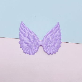 Angel Wing Shape Sew on Double-sided Satin Ornament Accessories, DIY Sewing Craft Decoration, Lilac, 58x45mm