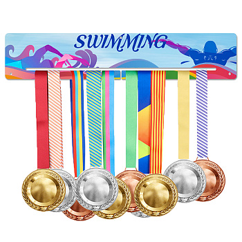 Acrylic Medal Holder, Medals Display Hanger Rack, Medal Holder Frame, Rectangle, Swimming Pattern, 70x390x5mm